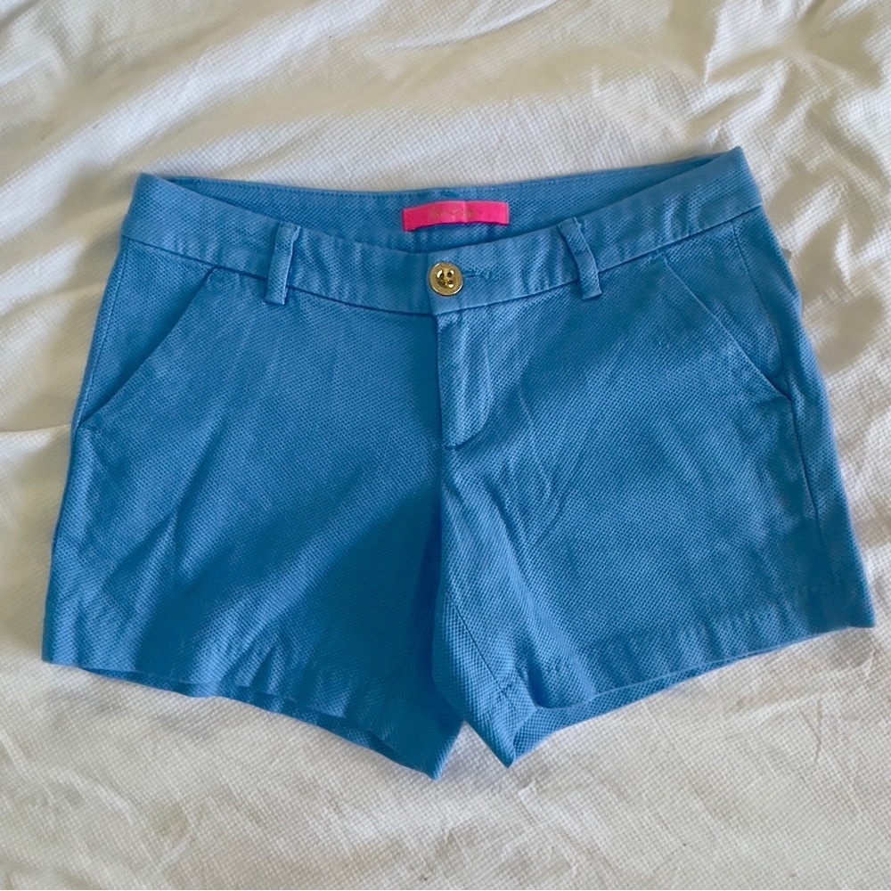 Lilly Pulitzer Callahan shorts blue piqué textured fabric summer preppy - Picture 3 of 6